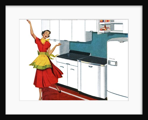 Happy Housewife Dancing in the Kitchen of a 1940s Home. by Anonymous