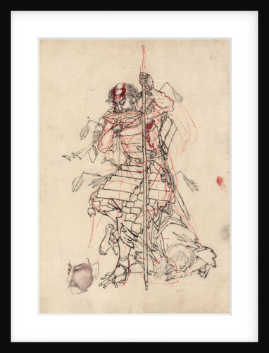 A samurai drinking sake by Anonymous