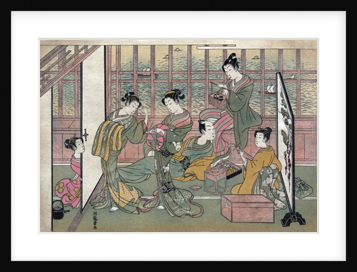 A brothel in Shinagawa: first page of a Shunga set. by Anonymous