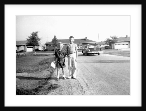 First day of school for two brothers, ca. 1964. by Anonymous