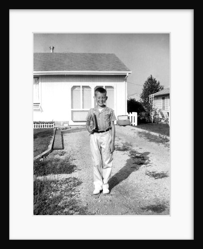 First day of school for a young boy, ca. 1964. by Anonymous