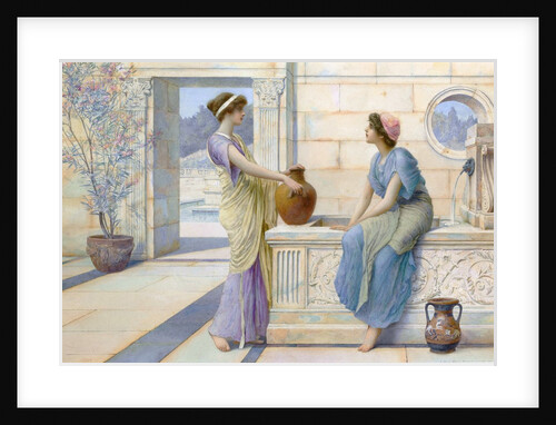Two Women of Ancient Greece Filling their Water Jugs at a Fountain (Women of Corinth) by Henry Ryland