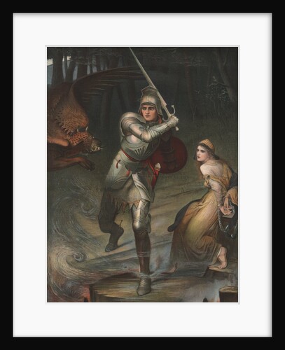 Knight rescuing princess from dragon by Anonymous