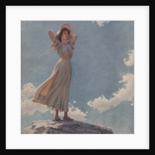 Young woman standing on rock by Anonymous