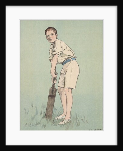 Boy with cricket bat by Anonymous