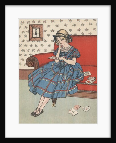 Little girl looking at Valentines cards by Anonymous