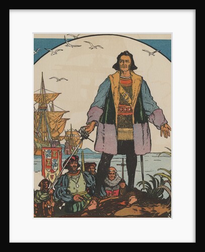 Christopher Columbus standing on shore by Anonymous