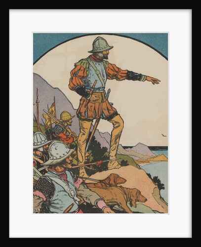 Vasco NÃºÃ±ez de Balboa pointing at ocean by Anonymous