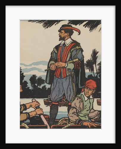 Sir Walter Raleigh standing in rowboat by Anonymous