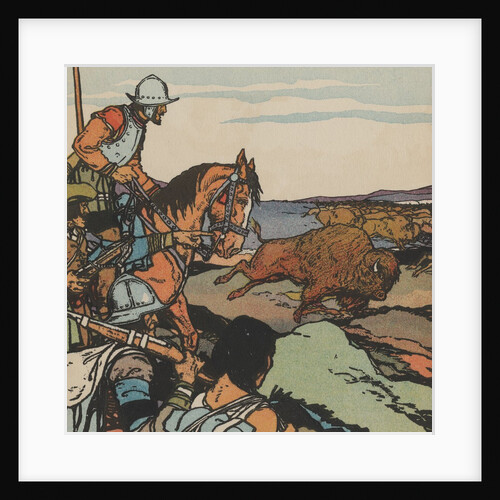 Francisco VÃ¡squez de Coronado looking at buffalo herd by Anonymous