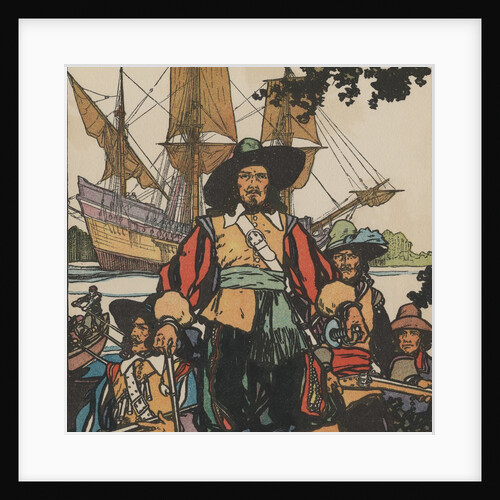 Robert de LaSalle with ships near Mississippi River by Anonymous