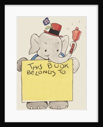 Elephant ringing bell and holding sign by Anonymous