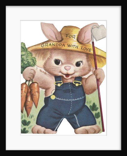 Birthday card with farmer rabbit by Anonymous
