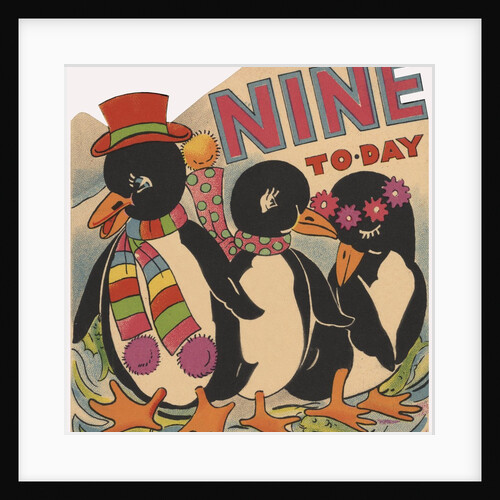 Birthday card with penguins by Anonymous