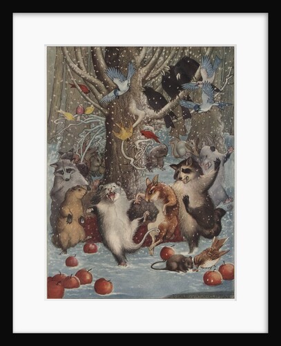 Woodland animals dancing in snow by Anonymous