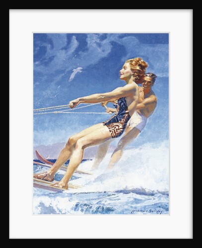 Man and woman watersking by Anonymous