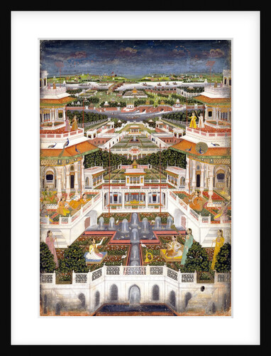 Indian miniature painting of a lavish palace complex by Anonymous