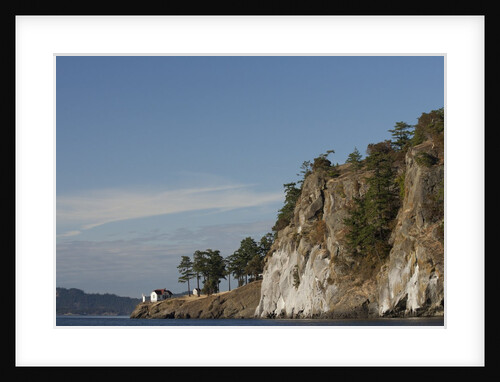 North America, United States, Washington, lighthouse and cliff in San Juan Islands, by Anonymous