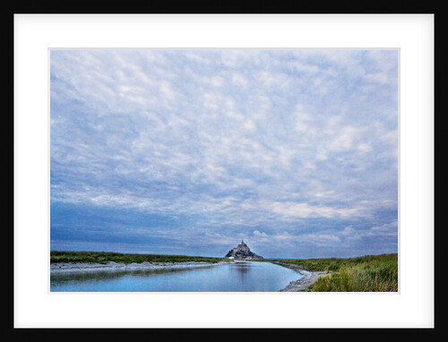 View near fortified town during low tide, Mont Saint Michel, Lower Normandy, France by Anonymous
