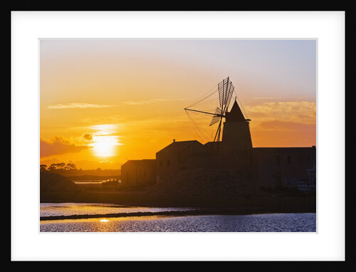 Windmill and saltworks at sunset, Marsala, Sicily, Italy by Anonymous