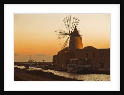 Windmill and saltworks at sunset, Marsala, Sicily, Italy by Anonymous