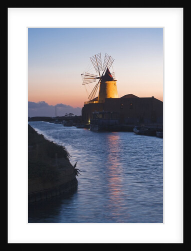 Windmill and saltworks at sunset, Marsala, Sicily, Italy by Anonymous