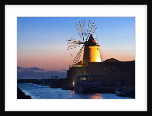 Windmill and saltworks at sunset, Marsala, Sicily, Italy by Anonymous