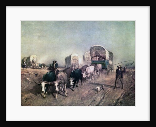 Train of Conestoga Wagons in 1850s America. by Anonymous