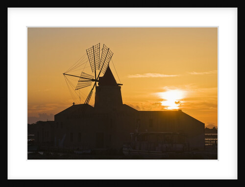 Windmill and saltworks at sunset, Marsala, Sicily, Italy by Anonymous