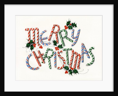 Vintage Illustration of "Merry Christmas" made of Candy Canes by Anonymous
