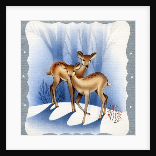 Vintage Illustration of Deer in the Woods by Anonymous