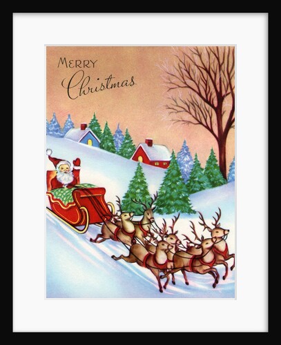 Vintage Illustration of Santa Claus and His Sleigh by Anonymous