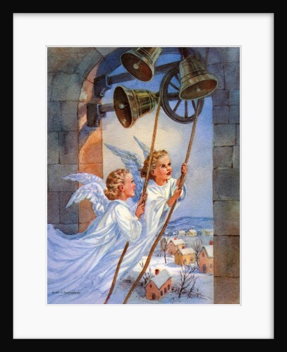 Vintage Illustration of Christmas Angels Ringing Bells by Anonymous