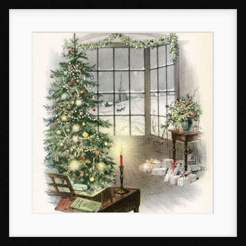 Vintage Illustration of Christmas Tree by a Window. by Anonymous