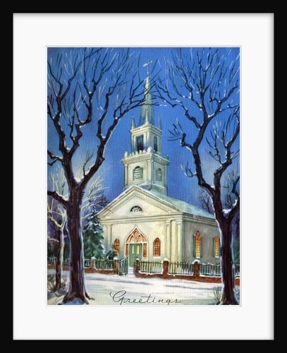Country Church in Snow During Christmas by Anonymous