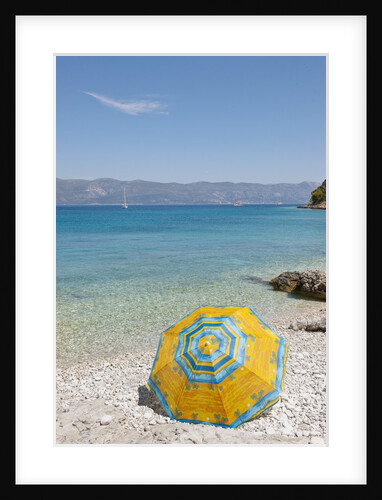Colorful sunshade at beach, Lumbarda, Korcula island, Croatia by Anonymous
