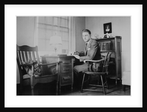 Harvard grad student studies as his desk, ca. 1938 by Anonymous
