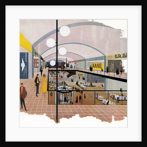 Vintage Illustration of an Early Shopping Mall by Anonymous