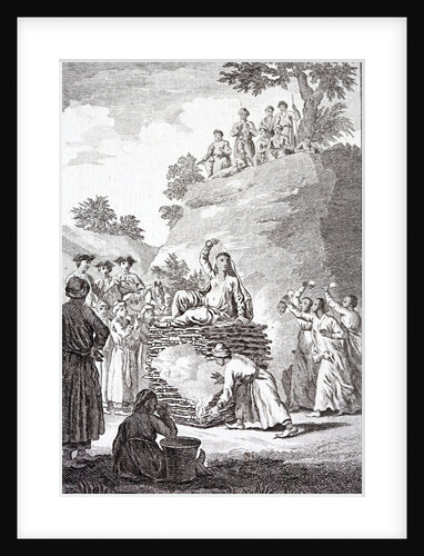 A hindu woman on her husband's funeral pyre by Anonymous