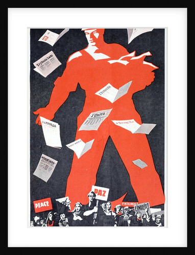 Giant Soviet workder distributing Communist newspapers by Anonymous