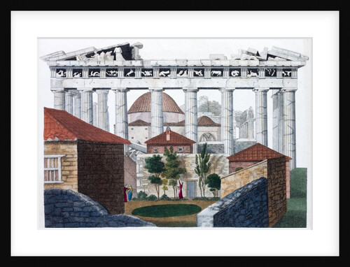 Hand coloured print of the Parthenon in Athens in the days of the Ottoman Empire by Anonymous
