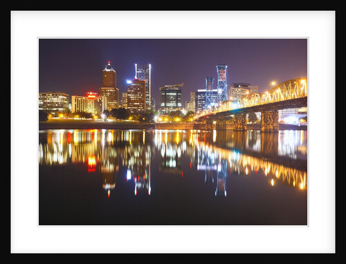 down town Portland reflect in Willamette River, Portland Oregon. Pacific Northwest by Anonymous