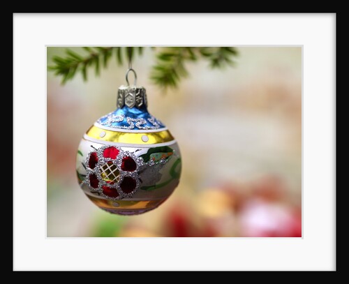 Close-up of a decorated hanging bauble against blurred background by Anonymous