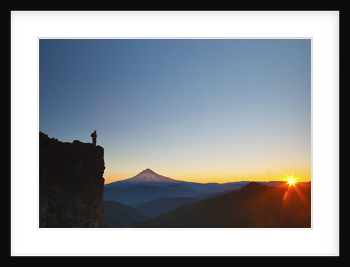 hiker watching sunrise over Mt. Hood, Mt. Hood National Forest, Oregon by Anonymous