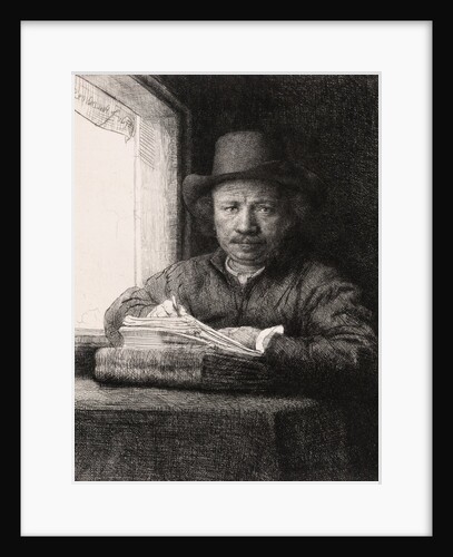Self Portrait Drawing at a Window by Rembrandt van Rijn