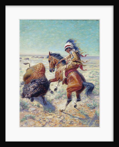 Chief Spotted Tail Shooting Buffalo by Louis Maurer