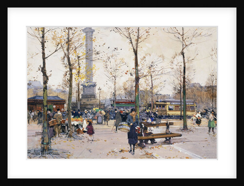 Place de la Bastille, Paris by Eugene Galien-Laloue