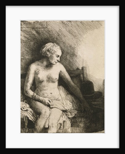A Woman At The Bath With A Hat Beside Her by Rembrandt van Rijn
