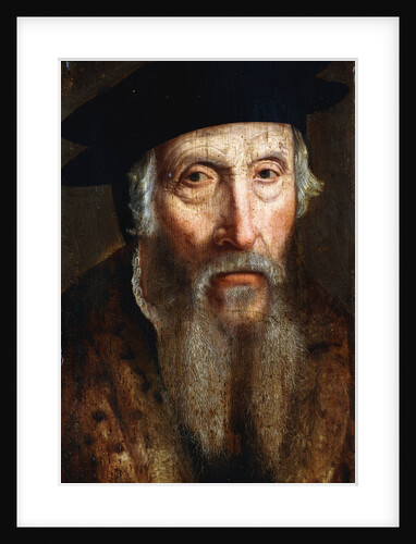 Portrait of a Bearded Man, Bust Length, in a Fur Trimmed Coat and Black Hat attributed to John Bettes the Elder by Anonymous