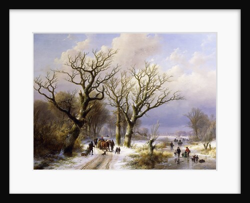 A Wooded Winter Landscape with Figures by Eugene-Joseph Verboeckhoven